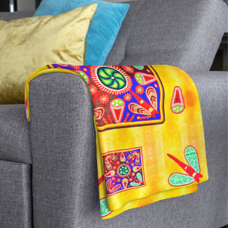 Mexican Huichol Golden & Lila Art Patterns Sherpadecke