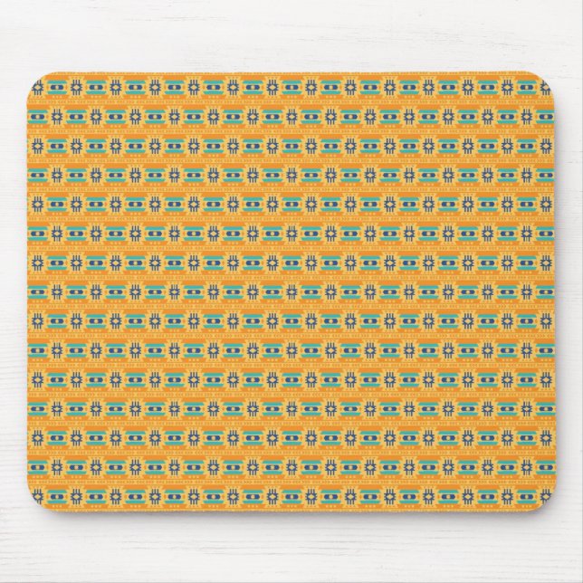 Mexican inspired pattern in yellow and blue mousepad (Vorne)