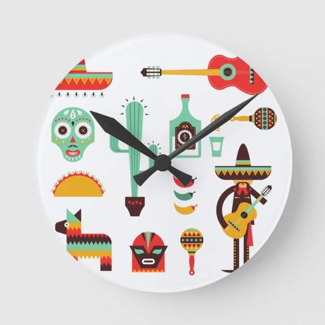 mexican mariachi runde wanduhr (Vorderseite)