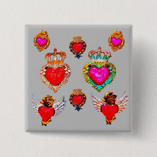 Mexican Milagros Charms Hearts Button