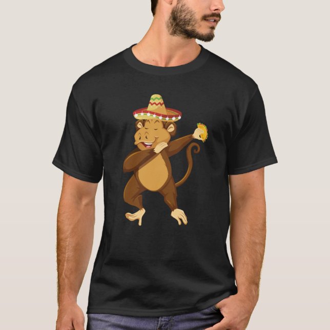 Mexican Monkey Taco Dabbing Cinco De Mayo T-Shirt (Vorderseite)