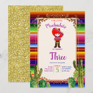 Mexican Muchachito Cactus Birthday Einladung