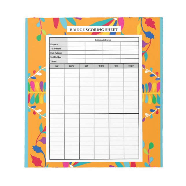 Mexican Otomi Design - Bridge Score Pad Notizblock (Vorderseite)