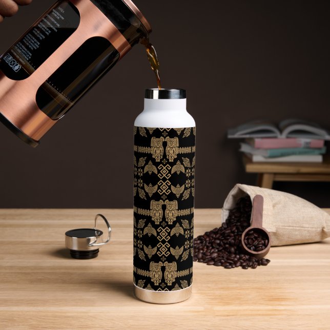 Mexican Otomi Home Decor Trinkflasche (Kaffee (gedreht))