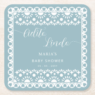 Mexican Papel Picado Cielito Lindo Baby Dusche Rechteckiger Pappuntersetzer