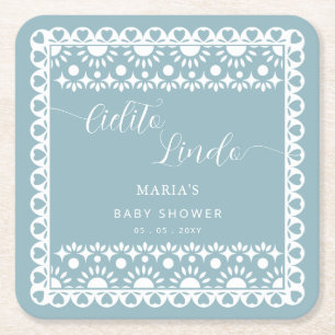 Mexican Papel Picado Cielito Lindo Baby Dusche Rechteckiger Pappuntersetzer