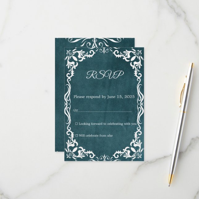 Mexican Papel Picado Wedding RSVP Card (Vorderseite/Rückseite Beispiel)