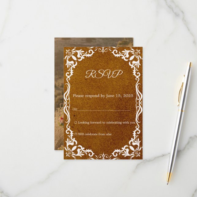 Mexican Papel Picado Wedding RSVP Card (Vorderseite/Rückseite Beispiel)