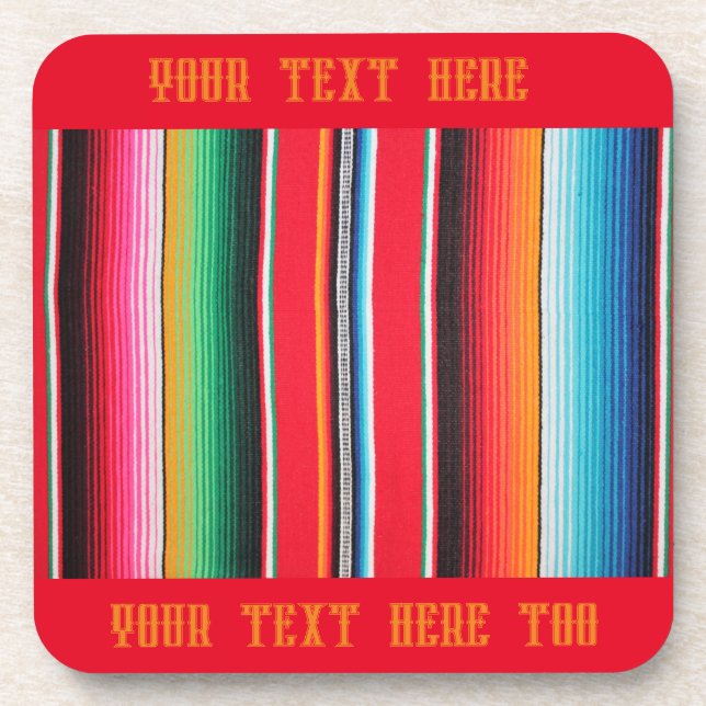 Mexican Poncho Serape Untersetzer - Custom Text Dr (Vorderseite)