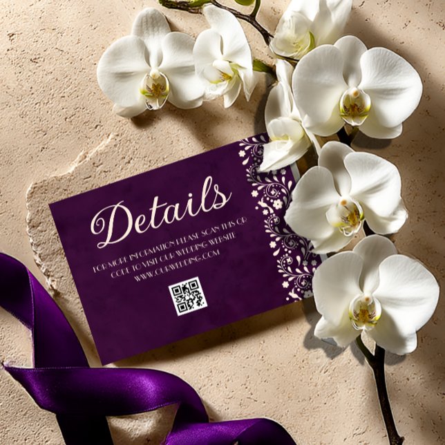 Mexican Purple Wedding Details QR code Begleitkarte (Von Creator hochgeladen)