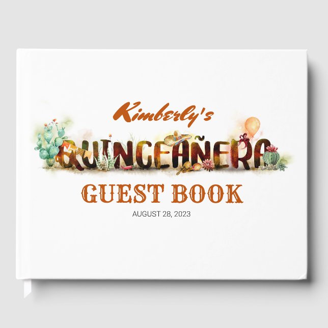 Mexican Quinceanera Birthday Gästebuch (Vorderseite)