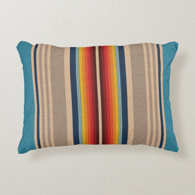 Mexican Rug: Farbige Streifen Nahtlos. Dekokissen (Vorderseite)