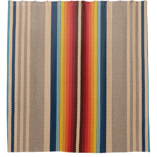 Mexican Rug: Farbige Streifen Nahtlos. Duschvorhang (Vorderseite)