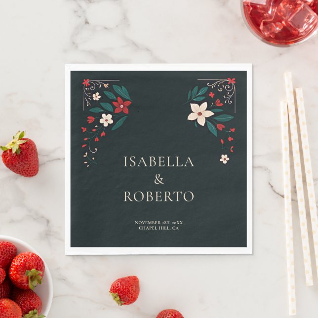 Mexican Rustic Elegant Christmas Red Wedding Serviette (Beispiel)