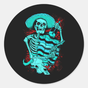 Mexican Skeleton Dead Pistolero Tequila Shirt Runder Aufkleber