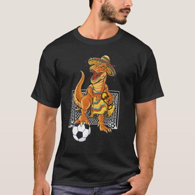 Mexican Soccer Rex Dinosaur Mexico Flag Futbol 202 T-Shirt (Vorderseite)