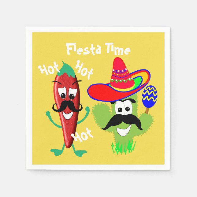 Mexican Sombrero Cactus Chili Pepper Fiesta Party Serviette (Vorderseite)