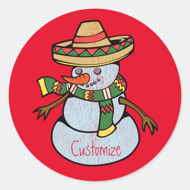 Mexican Sombrero Santa Thunder_Cove Runder Aufkleber (Vorderseite)