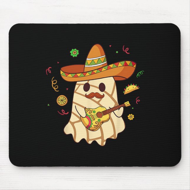 Mexican Spooky Ghost Play Guitar Conchas Pan Dulce Mousepad (Vorne)
