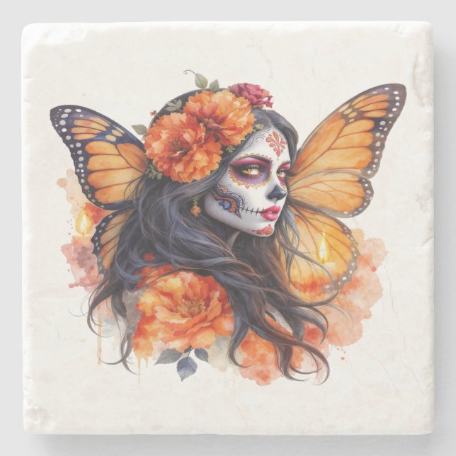 Mexican Sugar Skull Calavera Catrina Untersetzer (Vorderseite)
