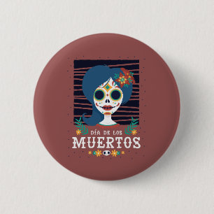 Mexican Sugar Skull Girl Button