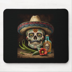 Mexican Sugar Skull Tequila Sombrero Cinco De Mayo Mousepad