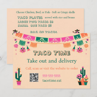 Mexican Taco Takeout or Delivery Flat Menükarte