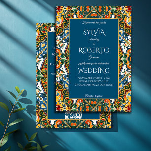 Mexican Talavera aquamarine Hochzeit mit UAWG Einladung