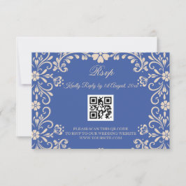Mexican Talavera Blue Wedding QR RSVP Karte