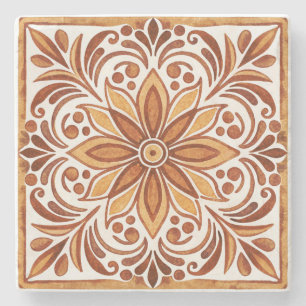 Mexican Talavera Braun Elegante Hochzeit bevorzugt Steinuntersetzer