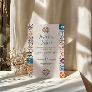 Mexican Talavera Colorful Floral Fiesta Wedding Einladung