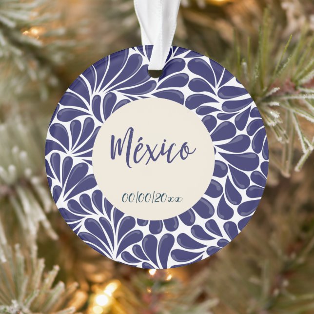 Mexican Talavera Design Akrylus Ornament (Baum)