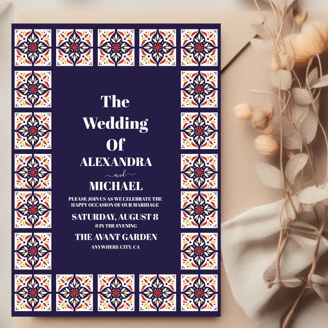 Mexican Talavera Design Wedding Einladung (Von Creator hochgeladen)