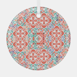 Mexican Talavera: Ethnic Tile Collage. Ornament Aus Glas