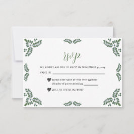 Mexican Talavera Green Floral Minimalist Wedding RSVP Karte