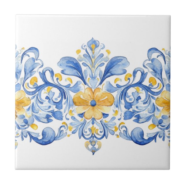 Mexican Talavera Hacienda Style Design Tile Fliese (Vorderseite)