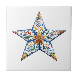 Mexican Talavera Hacienda Style Star Tile Fliese