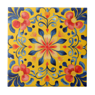 Mexican Talavera Hacienda Style Tile Yellow Fliese