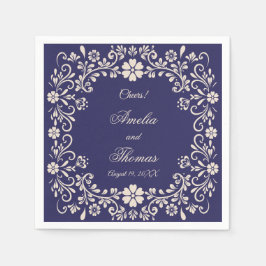 Mexican Talavera Navy Blue Wedding  Serviette