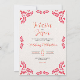 Mexican Talavera Orange Floral Minimalist Wedding Einladung