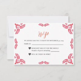 Mexican Talavera Orange Floral Minimalist Wedding RSVP Karte