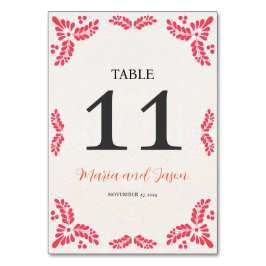 Mexican Talavera Orange Floral Minimalist Wedding Tischnummer