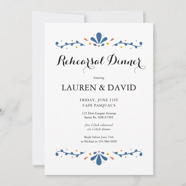 Mexican Talavera Probe Dinner Einladung (Vorderseite)