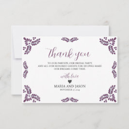 Mexican Talavera Purple Floral Minimalist Wedding Dankeskarte