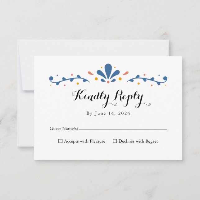 Mexican Talavera Response Card, RSVP Card Karte (Vorderseite)