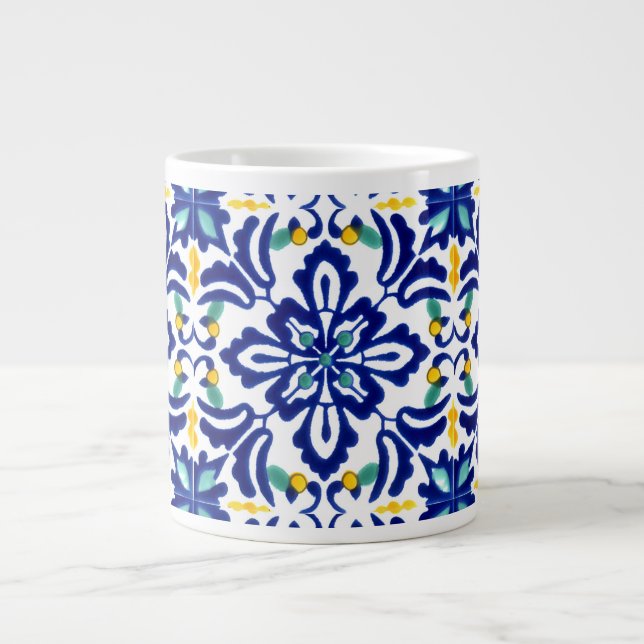 Mexican Talavera Terracotta Tile Design Nr. 10 Jumbo-Tasse (Vorderseite)