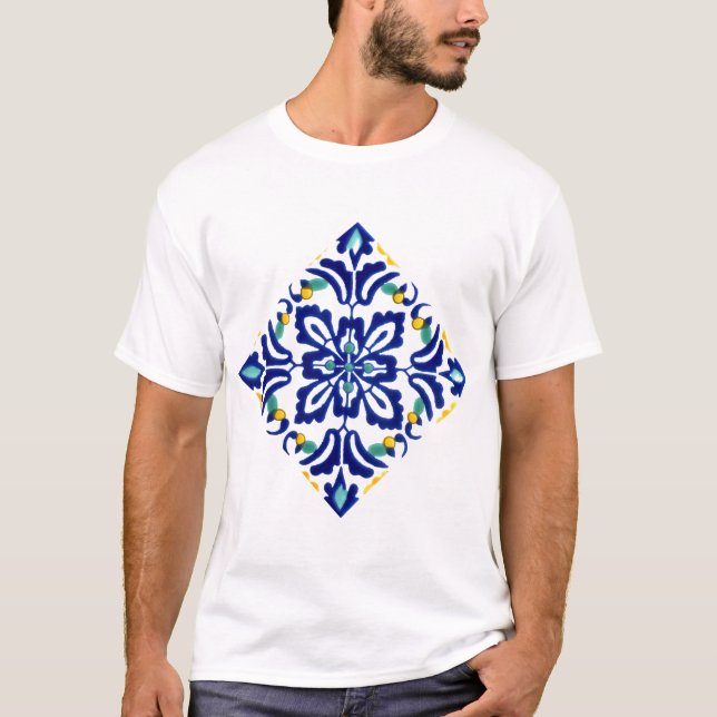 Mexican Talavera Terracotta Tile Design Nr. 10 T-Shirt (Vorderseite)