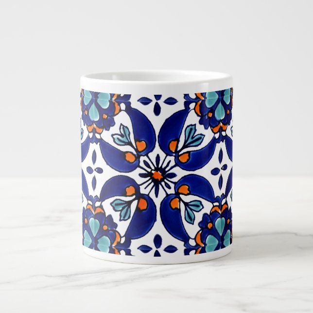 Mexican Talavera Terracotta Tile Design Nr. 1 Jumbo-Tasse (Vorderseite)
