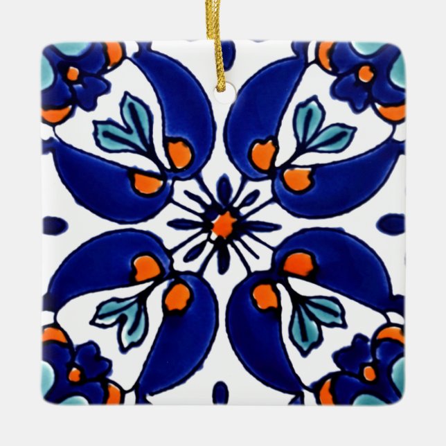Mexican Talavera Terracotta Tile Design Nr. 1 Keramikornament (Vorderseite)