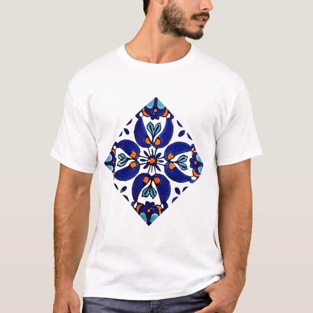 Mexican Talavera Terracotta Tile Design Nr. 1 T-Shirt (Vorderseite)